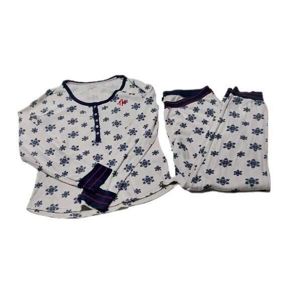 Tommy Hilfiger 2 pc Thermal Medium Womens Pajama Set Snowflakes Read Description - Picture 1 of 16
